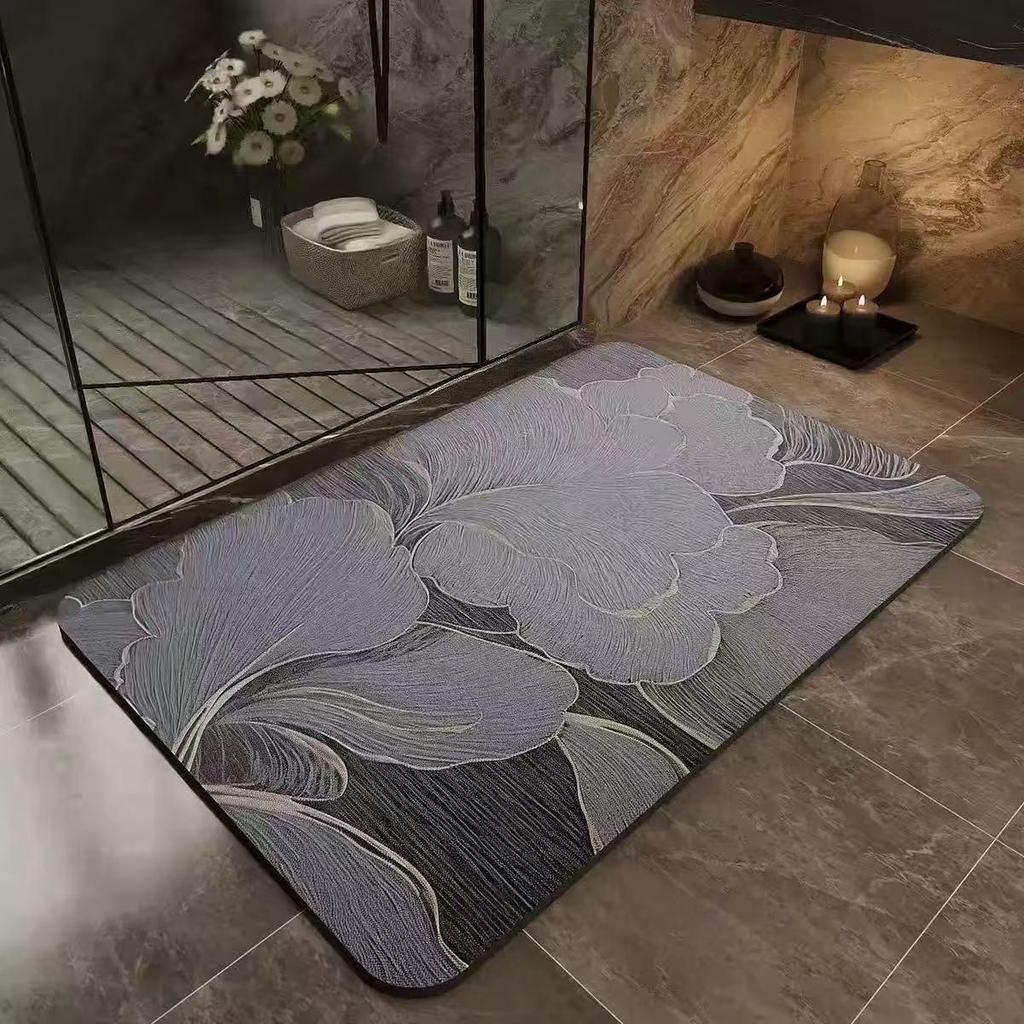Nordic Style Marble Pattern Diatom Mud Bath Mat - Non-slip, Water-Absorbent, Quick-Drying, Wear-Resistant Foot Mat
