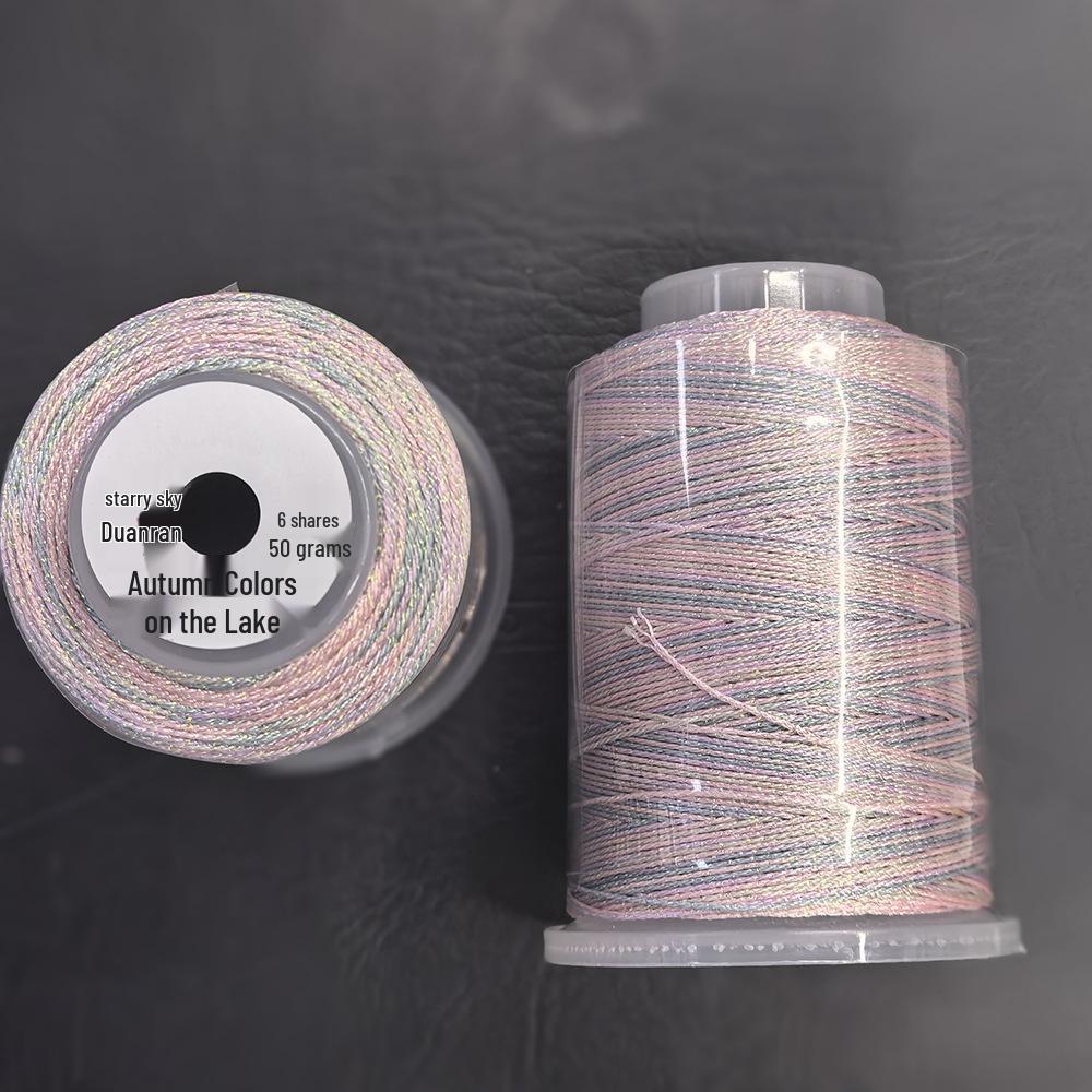 Starry Sky Gradient Yarn: 6-Strand Purple Illusion Tassel for DIY Bracelet & Handmade Weaving Accessories.