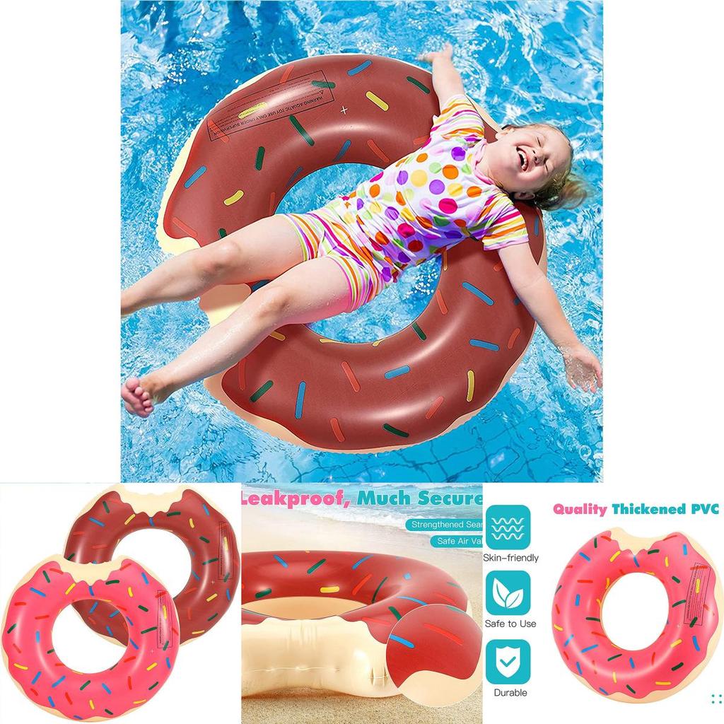 Kids Swim Ring With Ecofriendly Pvc And Large Doughnut Pattern For Pool Activities