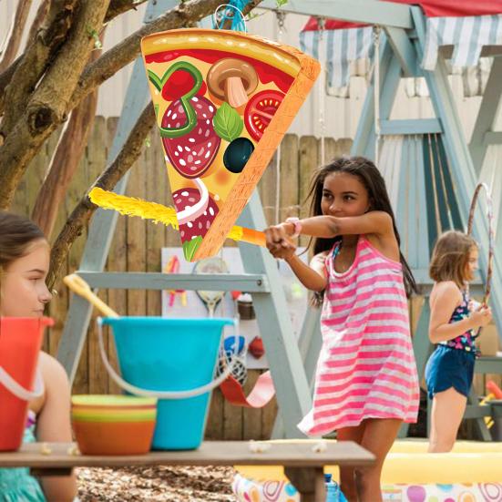 Yousheng Pizza Pinata Food Themed Birthday Party Decoration with Stick Confetti And Blindfold for Summer Mexican Party Supplies