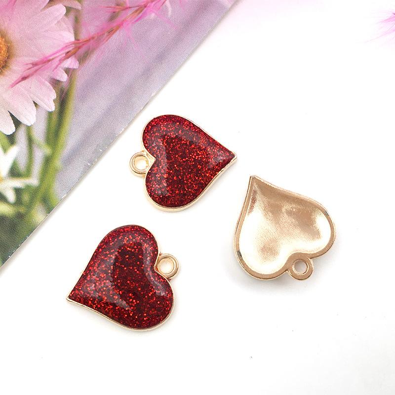 Love Pendant Dripping Green Onion Powder Peach Heart Pendant DIY Bracelet Necklace Accessories 5pcs Loose Beads Fashion  Accessories