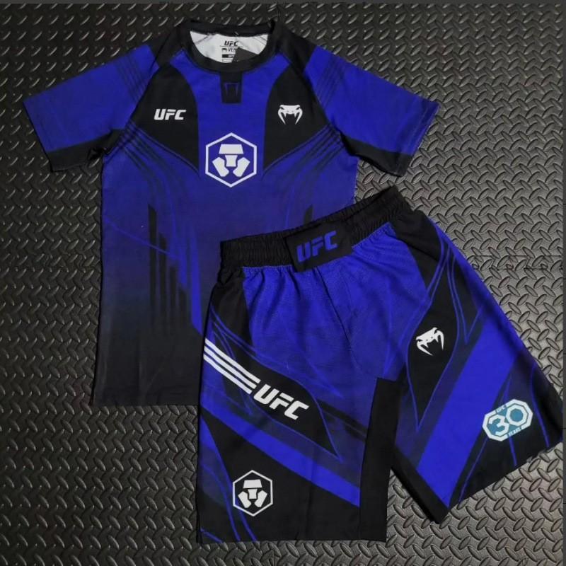 Férfi lélegző gyorsan száradó boksz edzőszett Kígyómintás rövid ujjú póló rövidnadrág MMA küzdősportok