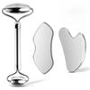 BEPAN 1/2/3 Piece Stainless Steel Facial Roller and Gua Sha Massage Tool Set Metal Beauty Tools for Body, Face, Neck and Eyes