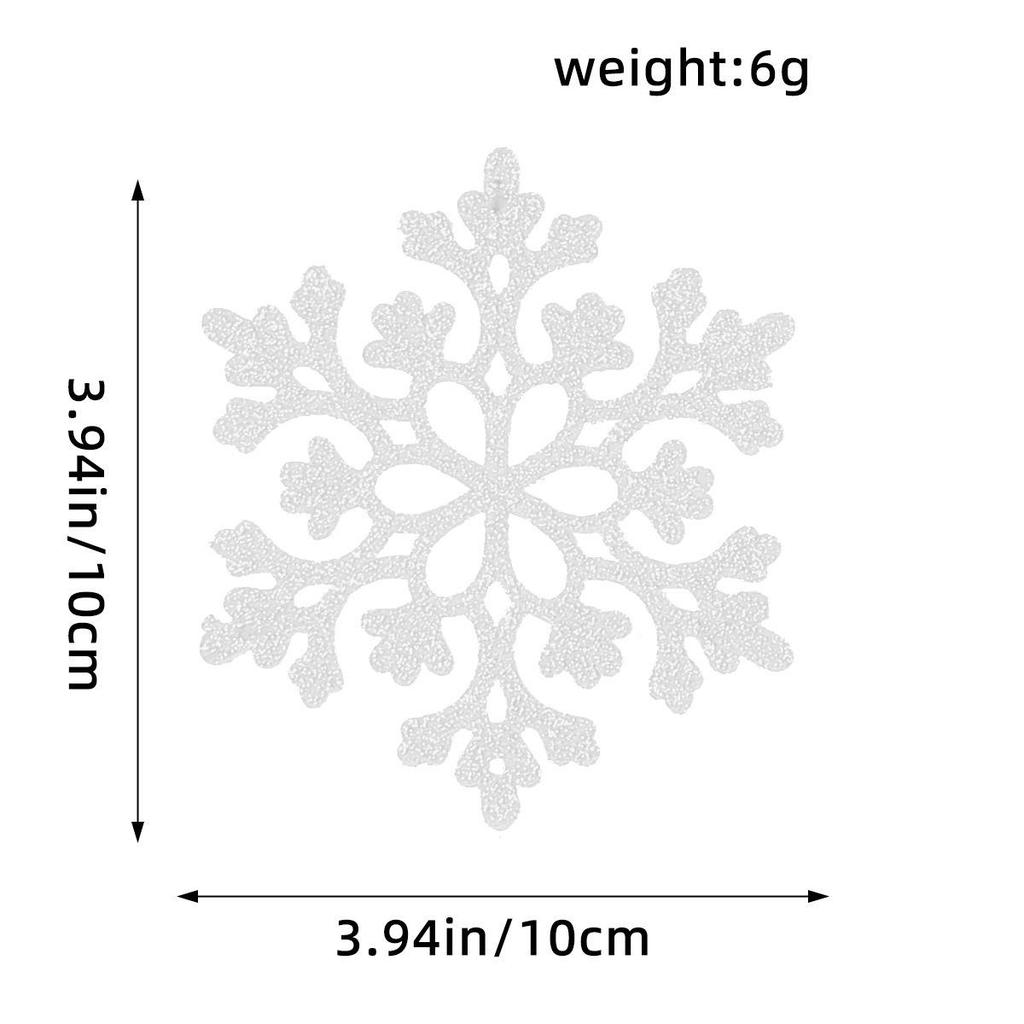 10CM Plastic Snowflake Christmas Tree Decorations - Hollow Powdered Snowflake Pendants