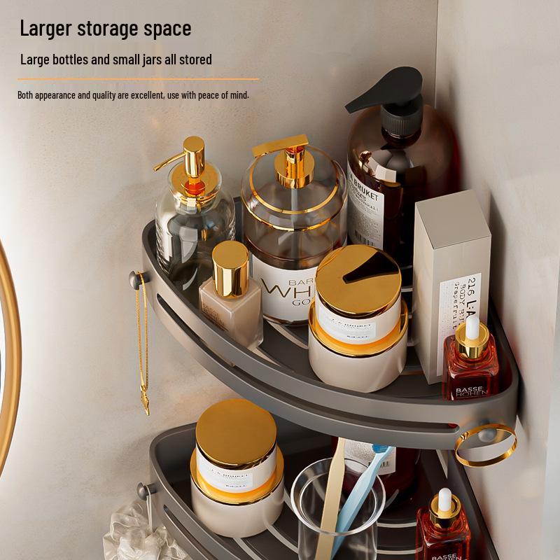 Premium Punch-Free Triangle Bathroom Shelf & Towel Rack