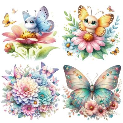 Animal Patches Butterfly Flower Decals Garment Accessory New Diy Heat Transfer Washable Appliques On Clothes Thermal Press