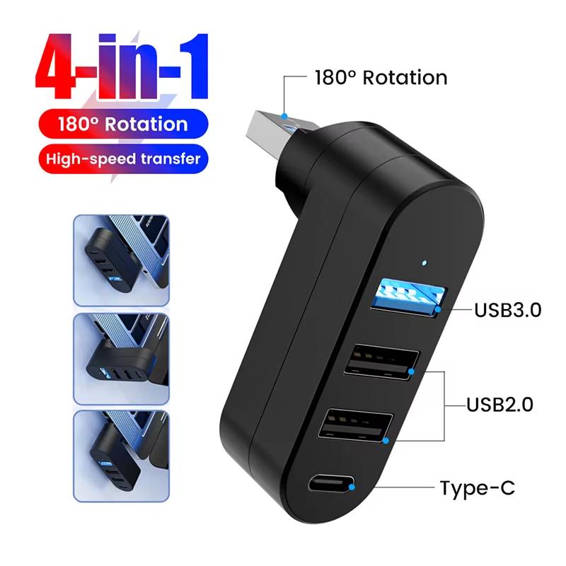 180° Rotatable 4 Port Multi USB 2.0 HUB USB 2.0 Multiple Expander High Speed Splitter Adapter For Laptop PC Computer Accessories