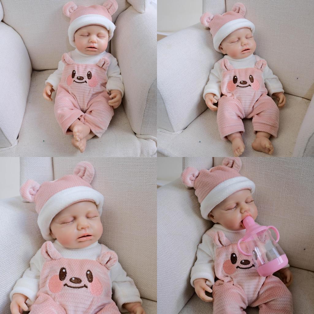 Silicone 12in Solid Pink Bear Simulated Toy Doll With Realistic Design For Kids Christmas Gift