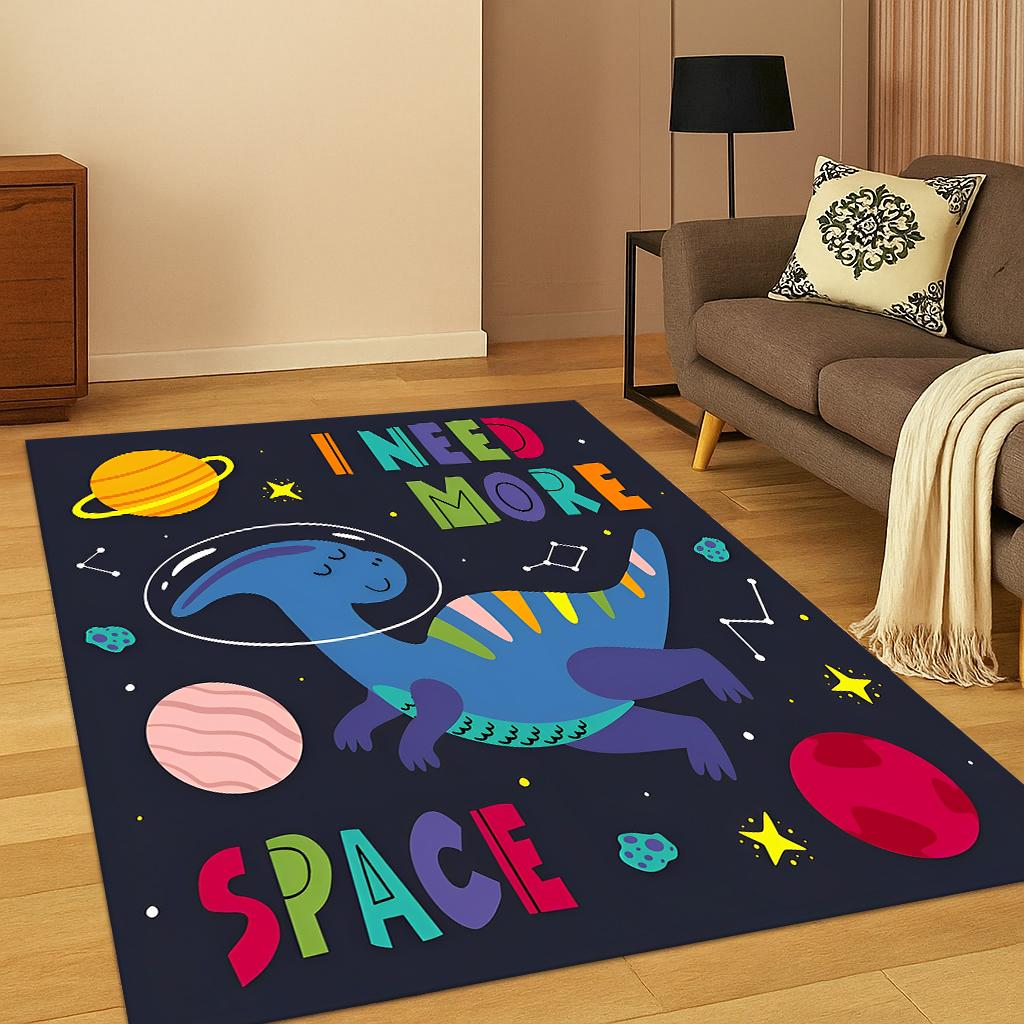 Dinosaur Cute Dino Cartoon Carpet Rug for Bedroom Living Room Sofa Home Doormat Kitchen Decor,Kid Game Area Rug Non-slip Mat