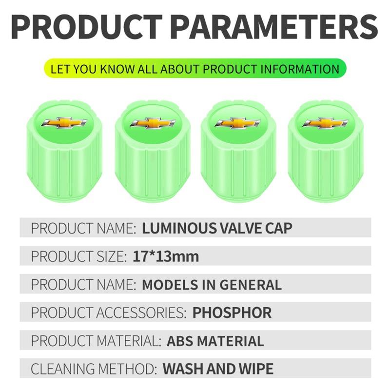 Luminous Car Tire Valve Caps Fluorescent Motorcycle Wheel Tyre for Chevrolet Malibu XL Equinox Auto Door Entry Pedal Guards Accessories