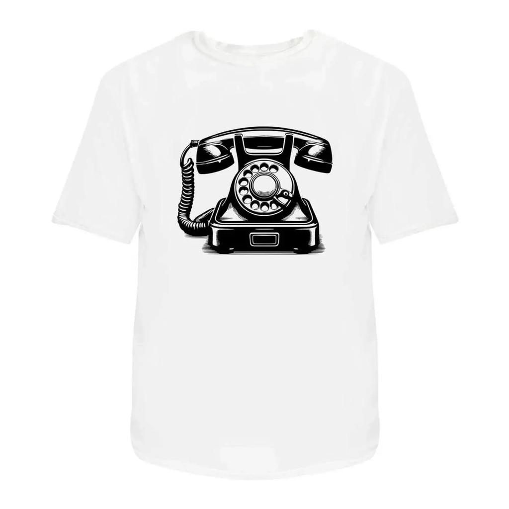 T Shirt Retro Telephone Baumwolle S XXL TA Vintage Washed Breathable Graphic Homme Fashion Versatile Unisex