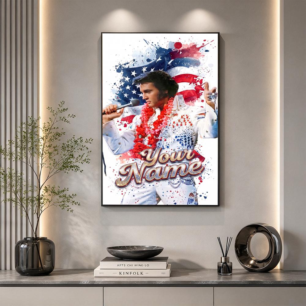Elvis Presley Customize Your Name Diamond Painting Round Diamond Rhinestones Mosaic Diamond Embroidery Wall Paintings Rhinestones Gift Frameless