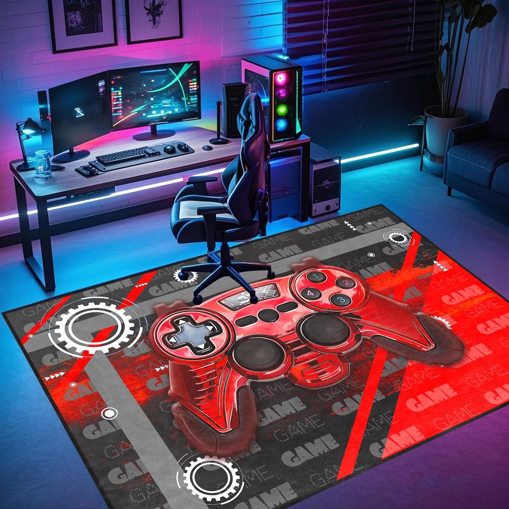Herní koberec pro hráče Podlahové koberce pro chlapce Herní červenočerný koberec Podložky na podlahu do ložnice Rohožky Video hra Pánská podlahová podložka do pokoje pro teenagery Domácí De