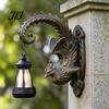 Solar Powered Porch Lanterns Phoenix Wall Lights, Resin Sculpture Outdoor Light, Bronze Finish Yard Decor Waterproof Landscape Lamp for Garden