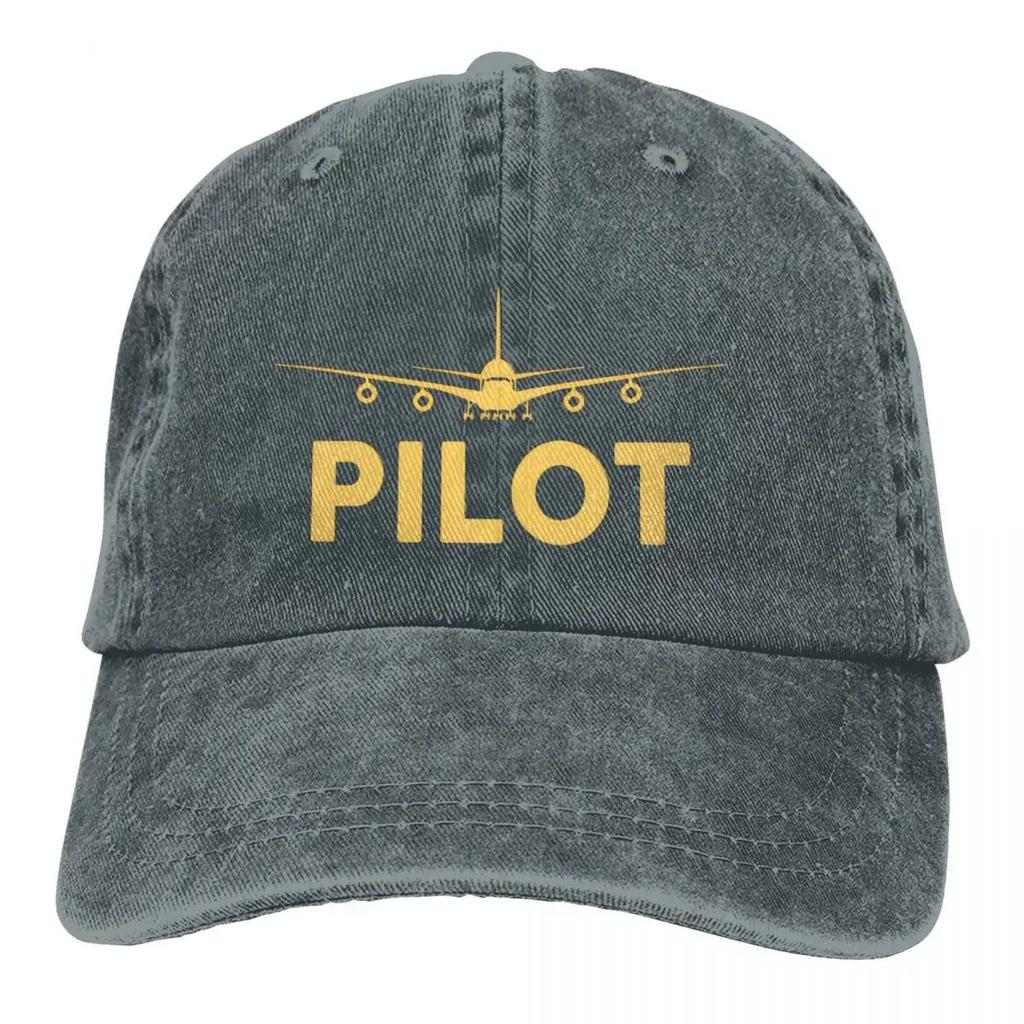 Washed Men's Baseball Cap Born To Fly PILOT Trucker Snapback Cowboy Caps Dad Hat Golf Hats
