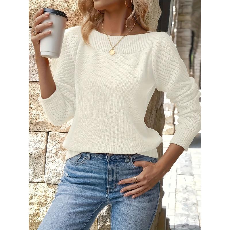 YYFS Women's Fashion Casual Spring Fall Solid Color Print Long Sleeve One Shoulder Sweaters