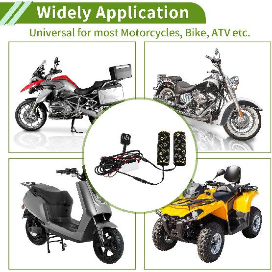 Heated Motorcycle Hand Grips Cover 20-90V Handlebar Cover 6 Gear Adjustable Temperature with Memory Function Metal Heating Film Cloth Black 1 Set