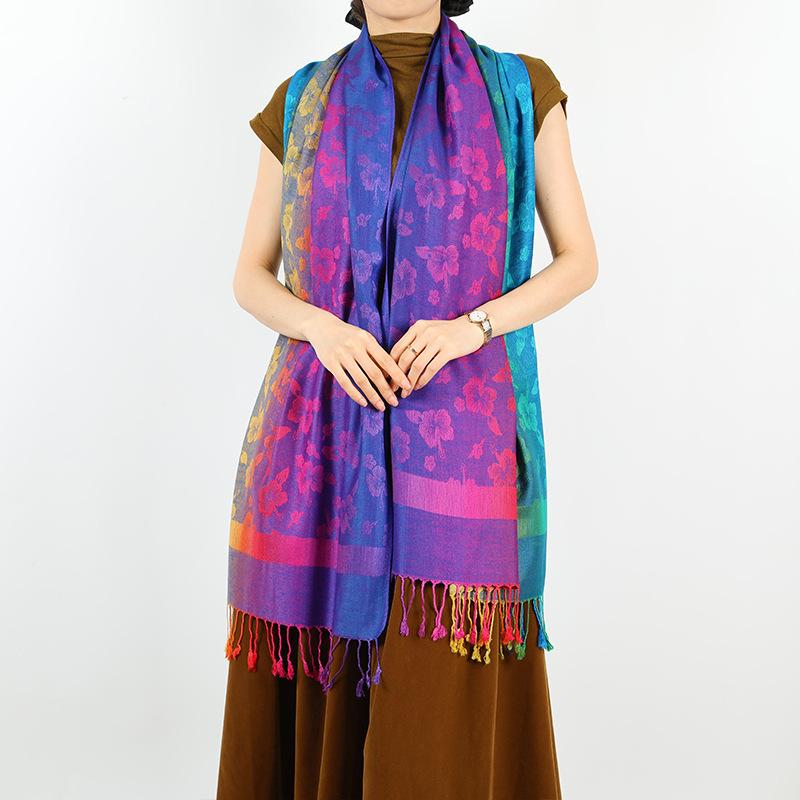 New Products Are On the Shelves In Spring and Autumn, Shawls, Colorful Jacquard Cashew Nut Long Scarves, Travel Photos, Scarves, Women's Bags.