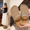 European and American fashion hollow woven bag head cool slippers women's 2025 new comfortable and lightweight skirt beach slippers