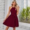Abito estivo da donna Mini abito pieghettato senza maniche con lacci al collo appeso