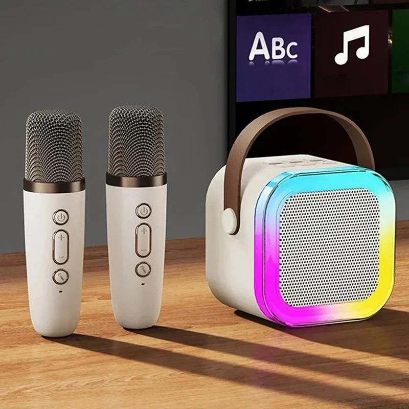 Bluetooth K12 Karaoke Machine Przenośny system głośników PA 5.3 z 1-2 bezprzewodowymi mikrofonami Dom Rodzina Śpiewanie Prezenty dla dzieci