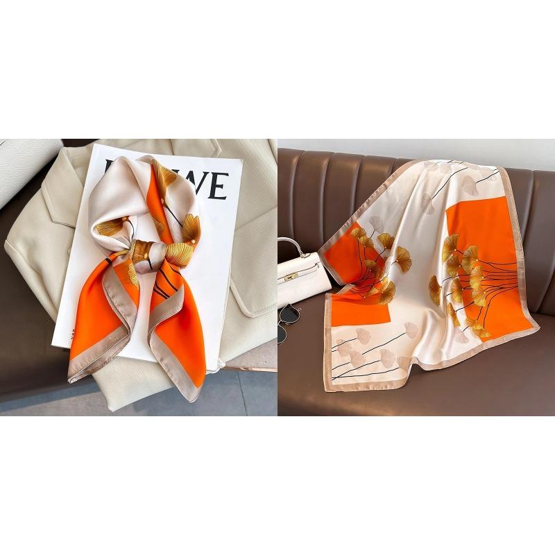 Lenço Quadrado de Seda Estampa Floral de Luxo Mulheres Lenço de Cetim Macio Faixa de Cabelo Lenço de Pescoço Cabeça Hijab Senhora Faixa de Cabelo Foulard Fita de Bolsa