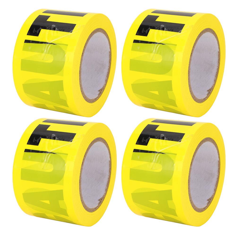 4PCS Caution Tape Rolls Yellow Background Black Word Barricade Safety Warning Tape for Construction