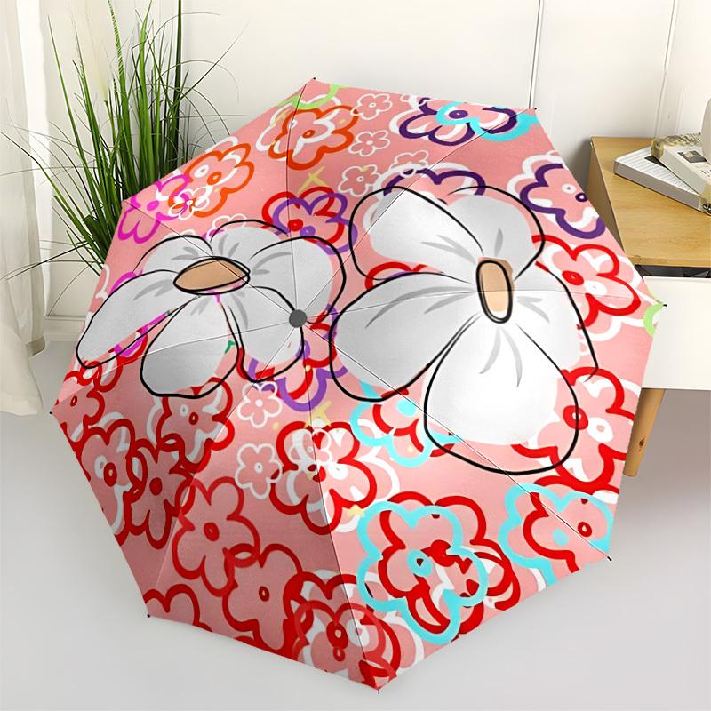 

1pc Floral Pattern Automatic Folding Umbrella - Portable Collapsible Design, 8-Rib Iron Frame, Durable Fabric yy251125118