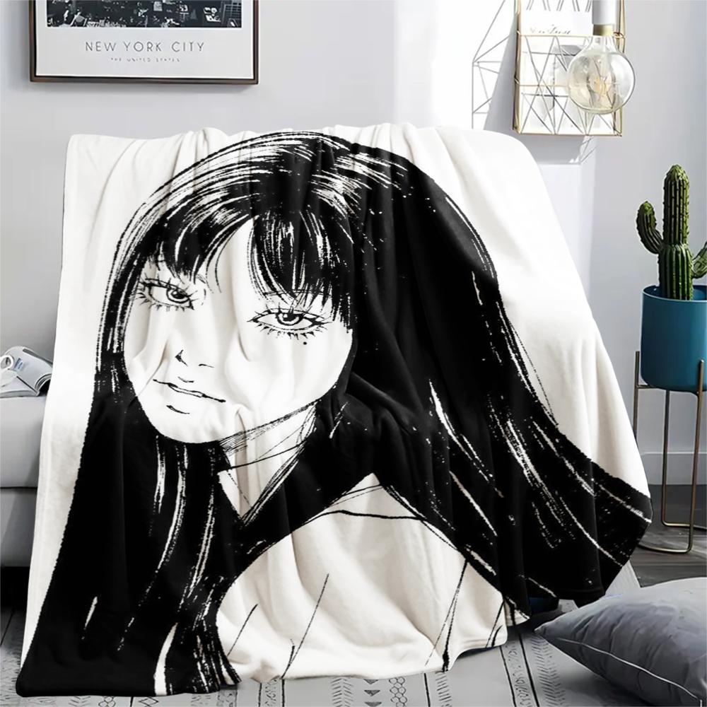 1PC Tomie Print Flannel Blanket, High quality Comfortable for All Seasons, Home Decor, Warmth and Comfort, Perfect for Christmas Gifts