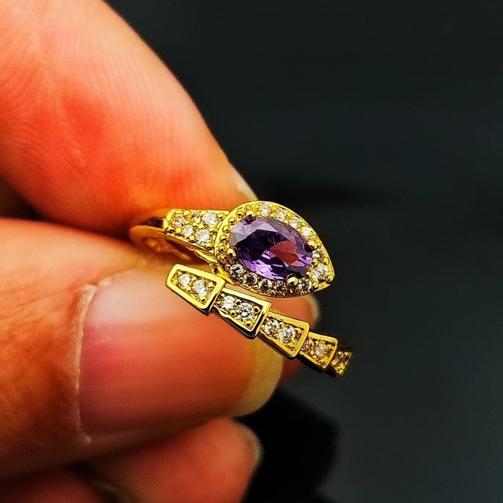 Jewelry Oval Egg Zircon Snake Ring Inlaid Egg Surface Zircon Snake Ring Ring