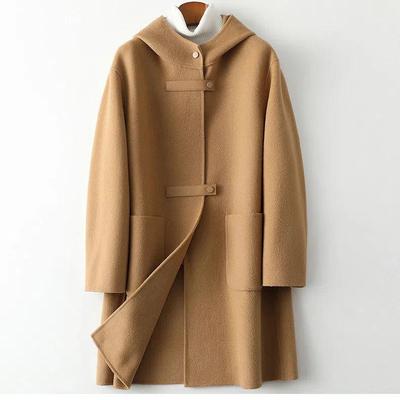 2023 Women's Trendy Loose-Fit Woolen Coat with Hood and Large Pockets