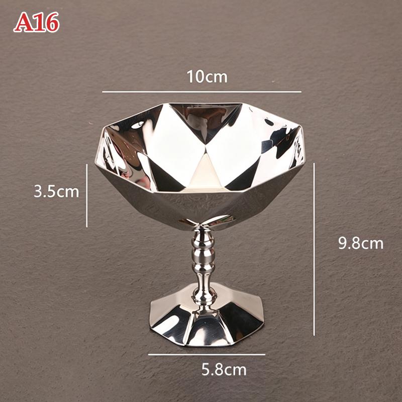 Stainless Steel Dessert Cup Ice Cream Cups Salad Goblet Retro High Base Bowl For Fruit Yogurt Snack Dish Bar Dinnerware