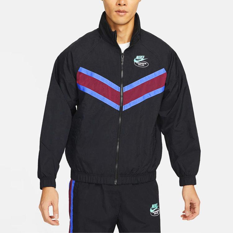 Nike Pánská bunda s logem rostlin a stojáčkem na zip, černá DM5021-010
