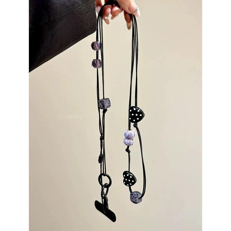 Original Button Wooden Phone Lanyard Vintage Design Handmade Beaded High-Value Phone Chain