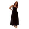 Women Spring Sleeveless Strap Slim Halter Dress Summer Casual Ankle-Length Backless High Waist Pocket Dresses S-XL