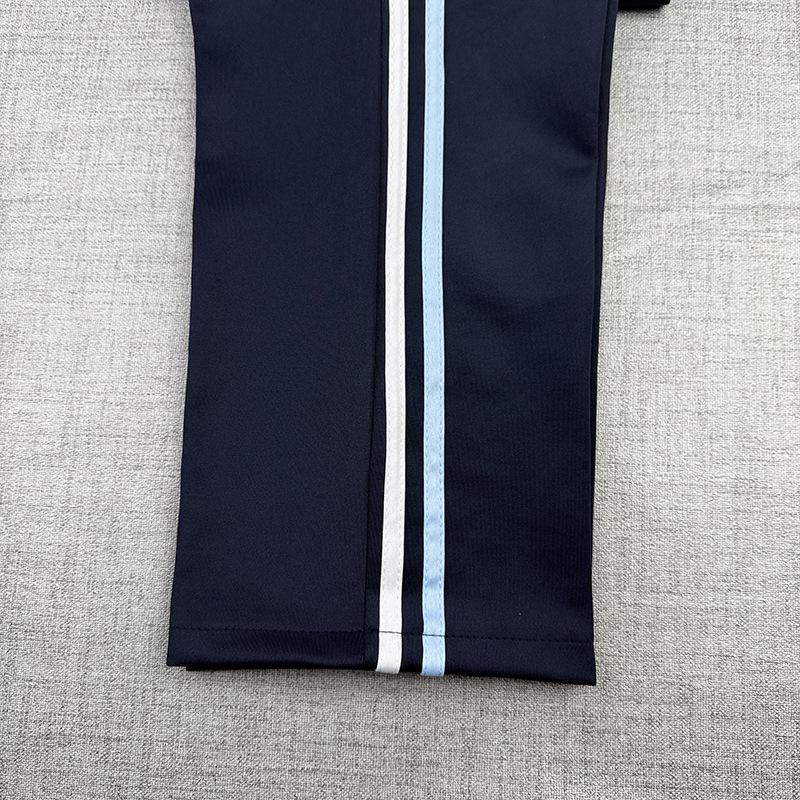 Unisex Blue Striped School Uniform Pants - Lightweight, Loose Straight-Leg Design for Spring and Summer