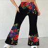 Pantaloni a zampa casual a vita alta da donna, Pantaloni a campana Streetwear con stampa floreale