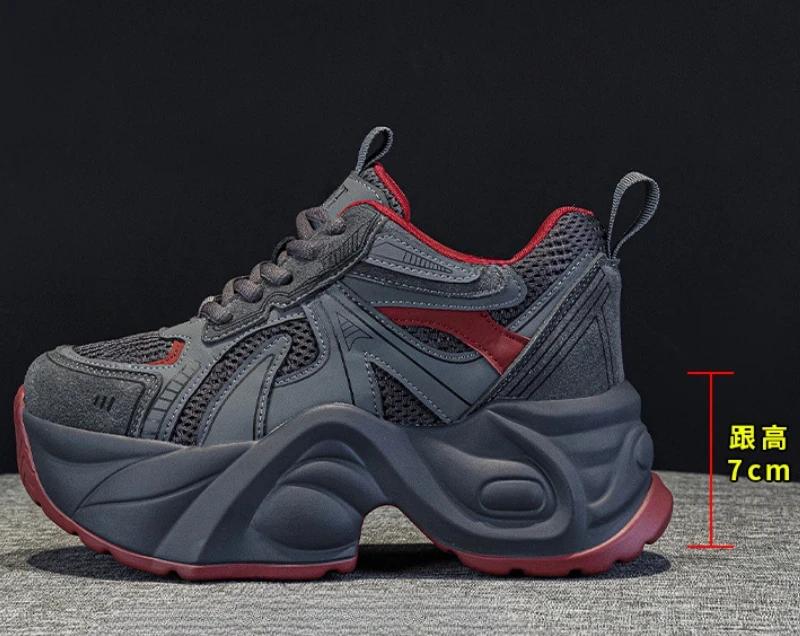 Fashion 7cm Air Mesh Ethnic Comfy Spring Flats Rubber Luxury Chunky Sneaker Concise Women Autumn Synthetic Leather Loafer Shoes