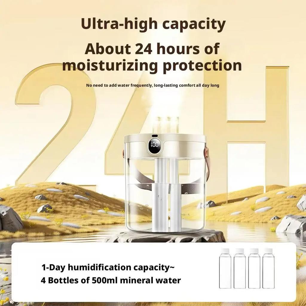 Rechargeable Portable Triple Spray Wireless Humidifier with Digital Display Night Light Large Water Tank Quiet Operation