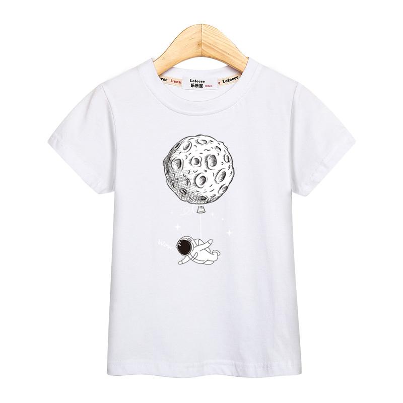Astronaut New Cartoon T-shirt Boys Summer Shirt Children Short Sleeved Tops Spaceman Clothes