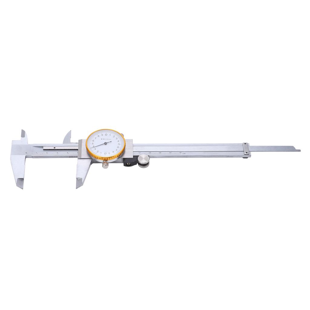 0150mm Dial Caliper Steel ShockProof Adjustable Vernier Caliper with Depth Rod Silver