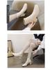 2021 Women's Square Toe Chunky Heel Martin Boots with Back Zipper - European & American Winter Style