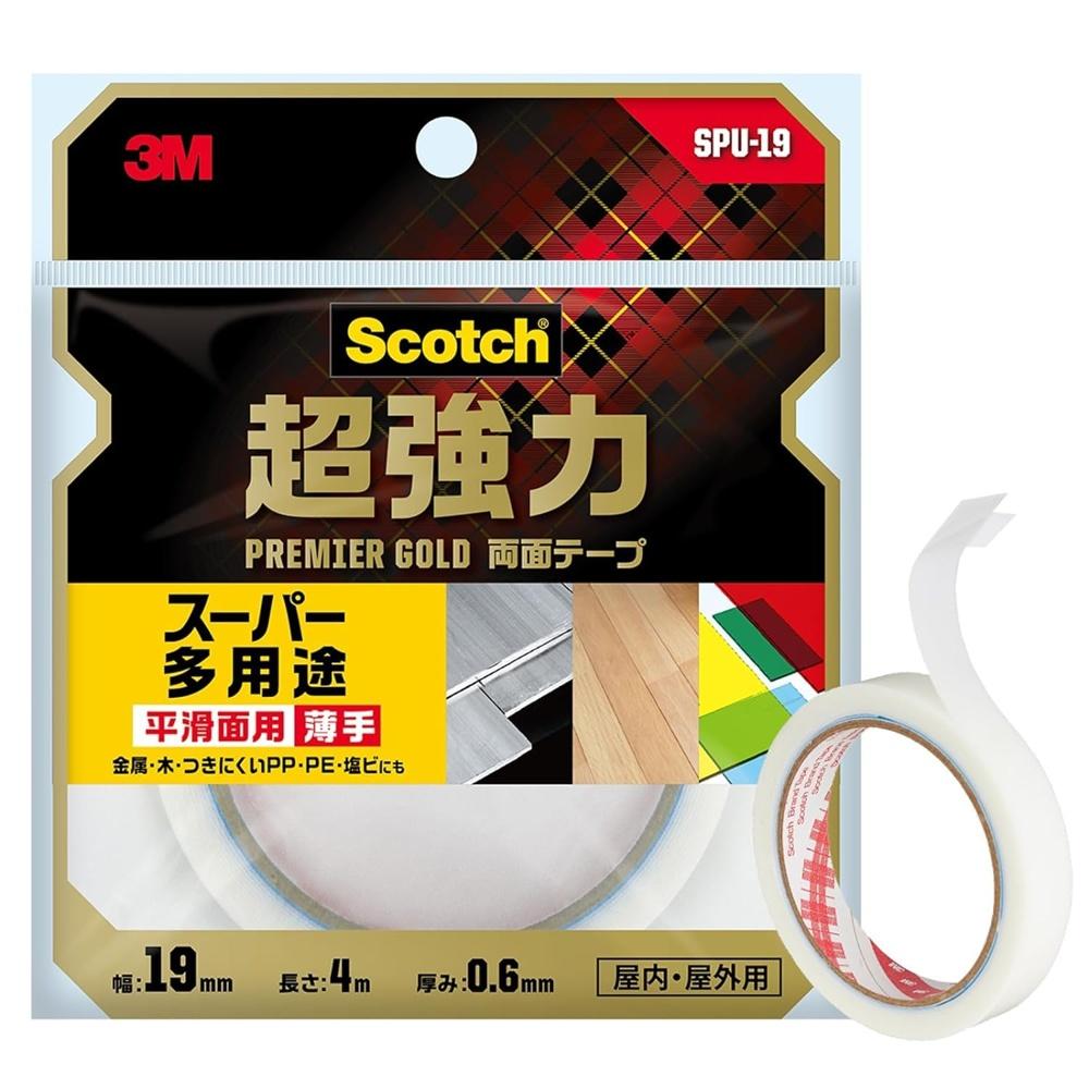 3M Scotch Super Strong Double-Sided Tape Premier Gold (Super Versatile) Thin 19mmx4m SPU-19