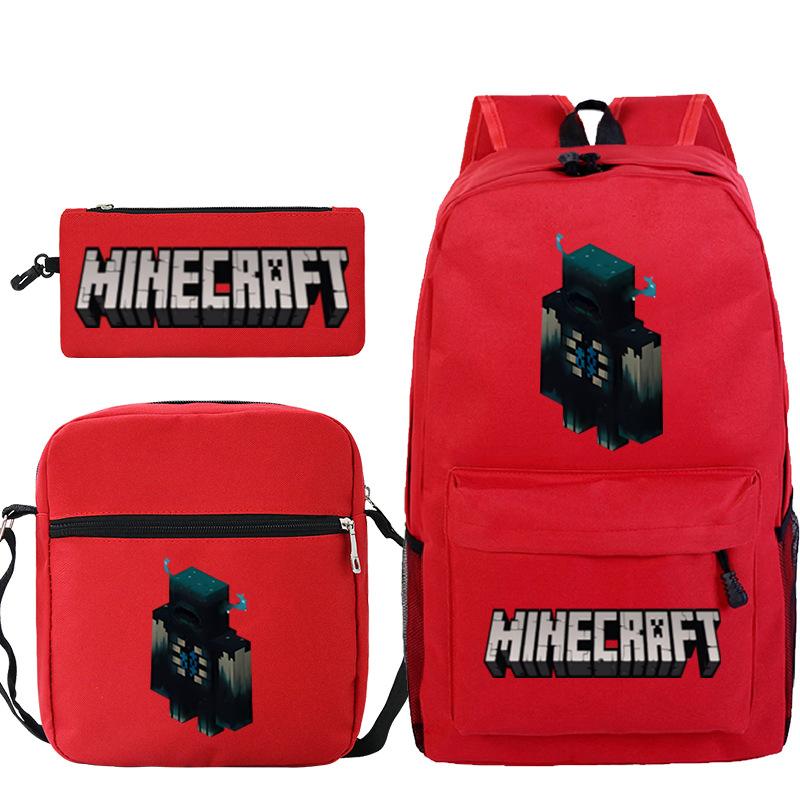 Game Minecraft Printed Children'S School Bag Oblique Span Bag Stationery Pencil Bag Student Backpack Set