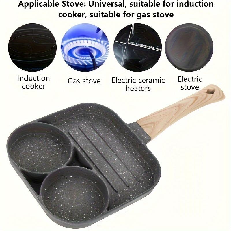 Aluminum Non-Stick Egg Frying Pan with Wooden Handle,Compatible with Gas Stove and Induction Cooker for Pancakes, Eggs and Steak
