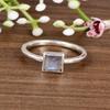 Minimalist Labradorite Square Ring – Natural Labradorite Gemstone Ring – Sterling Silver Stackable Ring – Handmade Dainty Jewelry – Gift for Her