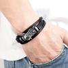 Bracciale Aquila Animale per Uomo Mano Multi-Strati Pelle Nera con Chiusura Magnetica Gioielli Regalo per Fidanzato