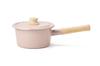 Fuji Enamel Ash IH Cotton Saucepan, Pink, 16cm, Compatible, Series, CTN-16S.AP