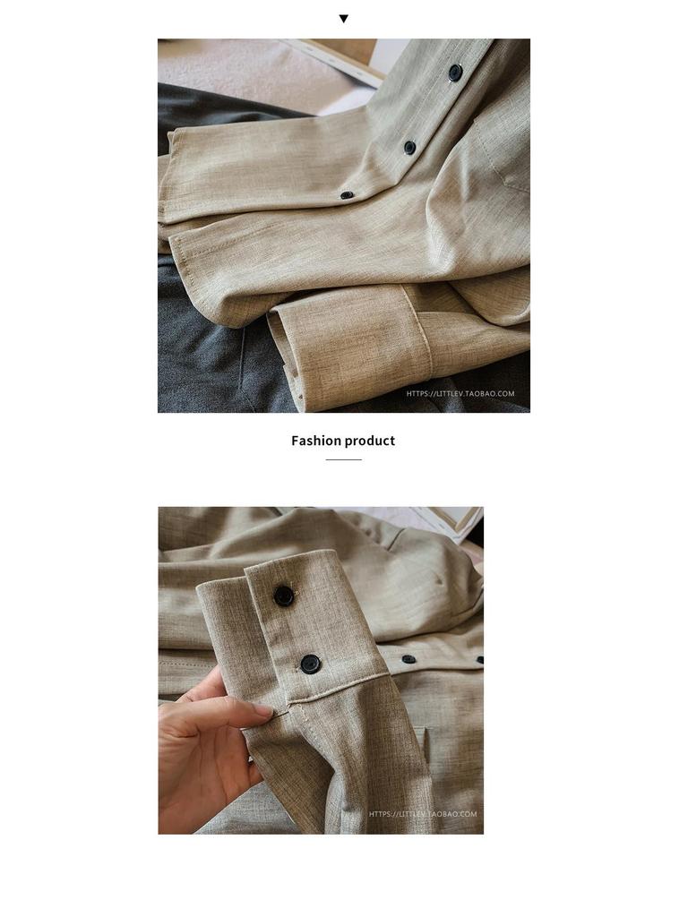 Blus för kvinnor i koreansk stil, enfärgad, långärmad - 2025 Vår/Höst Chic, Lös passform