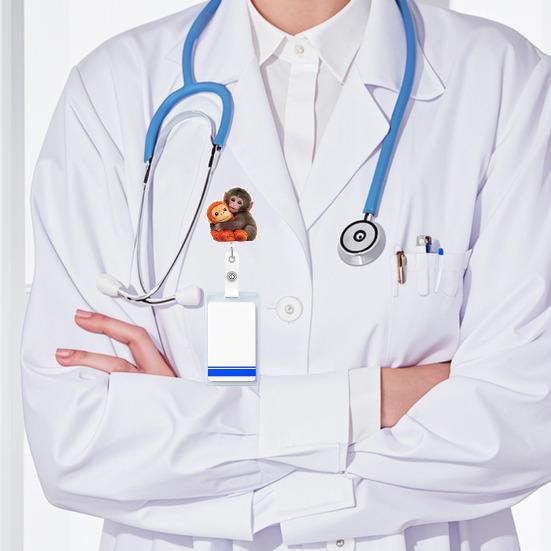 Porte-badge à enrouleur pivotant avec cordon rétractable à extraction douce de 60 cm en nylon, clip acrylique pour infirmières, médecins, étudiants, usage de bureau